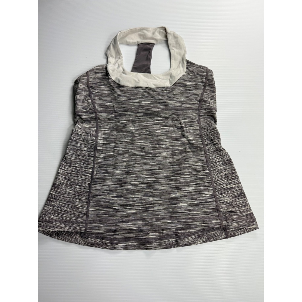 Lululemon Cool Racerback Tank Top Size 10 Gray White Heathered Athletic